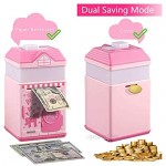 Piggy Bank for Girls Electronic Money Coin Code Bank with LED Night Light and 10 Music Pink Safe Box with Personal Password Setting Auto Money Scroll for Kids` Birthday