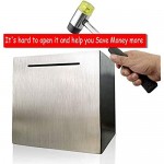 Piggy Banks for Adults Safe Piggy Bank Made of Stainless Stell Can Only Save The Piggy Bank That Cannot be Taken Out Contains 5 Creative Waterproof Stickers.