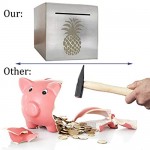 Safe Piggy Bank for Adults Boys Girl Made of Stainless Stell Safe Box Money Savings Bank for Lover Thanks Giving Gift Can Only Save The Piggy Bank That Cannot be Taken Out(4.7 X 4.7 X 4.7)