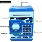 Samate Cartoon Electronic ATM Password Piggy Banks New Great Gift Toy for Children Kids Can Auto Scroll Paper Money for Children Fun Toy (Camouflage Blue)