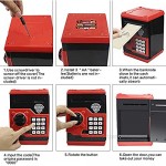 Suliper Electronic Piggy Bank Code Lock for Kids Baby Toy Mini ATM Safe Coin Cash Banks Real Money Saving Box with Password Auto Money Scroll for Children Boys Girls Birthday Gift (Black/Red)