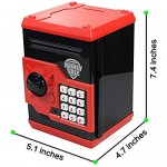 Suliper Electronic Piggy Bank Code Lock for Kids Baby Toy Mini ATM Safe Coin Cash Banks Real Money Saving Box with Password Auto Money Scroll for Children Boys Girls Birthday Gift (Black/Red)