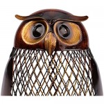 Tooarts Owl Shaped Metal Coin Bank Box Handwork Crafting Art