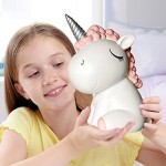 Unicorn Piggy Bank for Girls Coin Money Bank Gifts for Boys Large Piggy Bank for Kids Personalized ATM Cash Plastic Savings Bank Cute Box for Real Money for Birthday (Pink)