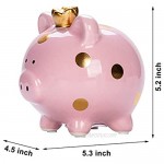 YJNSFT Piggy Bank for Girls Small Ceramic Toddler Money Saving Bank for Boys Porcelain Decor Coin Box Little Decoration Pig Money Container Unique Birthday Christmas New Year Gift for Kids (Pink)