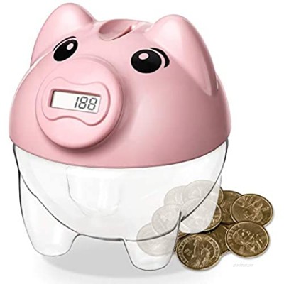 Younion Piggy Bank for Kids  Digital Counting Coin Bank  Automatic Coin Counter Totals All U.S. Coins  Money Saving Jar with LCD Display  Pink