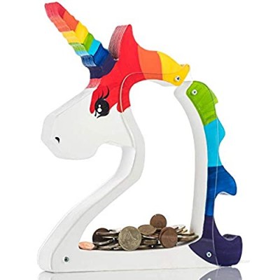 Zeinum Unicorn Rainbow 350 Coins Reusable Piggy-Bank | Hand Painted in Europe | Gift Box | Cute Money-Jar | Useful Toy for Kids Teens Boys Girls Adults Room Bedroom Decoration