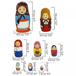Azhna 8 pcs 17 cm First Matryoshka Style Souvenir Home Decor Collection Nesting Doll Woodburned and Hand Painted Russian Doll Wooden Stacking Doll