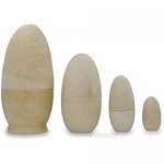 BestPysanky Set of 4 Unpainted Wooden Nesting Eggs Craft 5.25 Inches