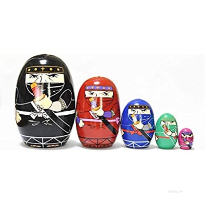 FinerMe Fine Work Russian Nesting Dolls Matryoshka Wood Stacking Nested Set 5 Pieces Handmade Toys for Children Kids Christmas Birthday Home Decoration (Color F..)