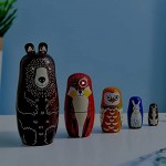 GRPSKCOS Russian Nesting Dolls Toy for Kids Toddlers Wooden Bear Owl Matryoshka Dolls 5pcs Cute Cartoon Animal Handmade Gifts
