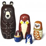 GRPSKCOS Russian Nesting Dolls Toy for Kids Toddlers Wooden Bear Owl Matryoshka Dolls 5pcs Cute Cartoon Animal Handmade Gifts