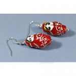 Little Red Matryoshka Russian Nesting Doll Ceramic Earrings