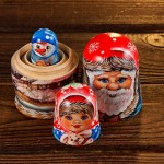 MUARO Russian Nesting Doll Set - 3-Piece Russian Stacking Matryoshka Dolls - Handmade Wooden Dolls - Babushka Toy Dolls for Kids - Original Nested Dolls for Christmas Halloween Home Décor 4.5 inch