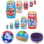 NUOBESTY 2 Set Russian Nesting Dolls Russian Nesting Dolls for Kids Wooden Dolls Toy(Blue+Pink)