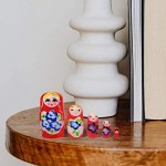 NUOBESTY 2 Set Russian Nesting Dolls Russian Nesting Dolls for Kids Wooden Dolls Toy(Blue+Pink)