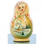 Russian Nesting Doll - Kirov - VJATKA - Hand Painted in Russia - Medium Size - Wooden Decoration Gift Doll - Matryoshka Babushka (Design B 4.75`` (5 Dolls in 1))