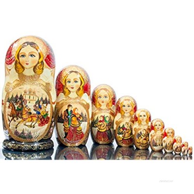 Russian Nesting Doll - Russian Beauty - Hand Painted in Russia - 6 Style Variations - Traditional Matryoshka Babushka (Style C  11``(10 Dolls in 1))
