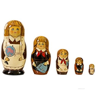 Russian Nesting Doll - Schoolgirl - Hand Painted in Russia - Big Size - Traditional Matryoshka Babushka (7``(5 Dolls in 1)  Style:Schoolgirl)