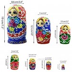 Russian Nesting Dolls Matryoshka Wooden Stacking Nested Set 7 Pieces Handmade Toys Gift for Children Kids Christmas Mother's Day Birthday Home Room Decoration