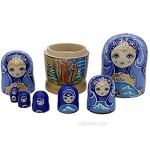 Set of 7 Beautiful Traditional Russian Nesting Dolls Matryoshka Dolls for Kids Toy Birthday Home Decoration (Coating Finish)