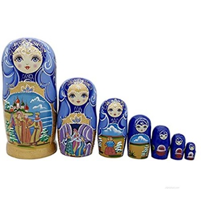 Set of 7 Beautiful Traditional Russian Nesting Dolls Matryoshka Dolls for Kids Toy Birthday Home Decoration (Coating Finish)
