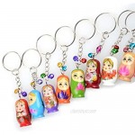 Toyvian 12PCS Nesting Dolls Key Chains Wood Matryoshka Russian Dolls Key Rings Charms