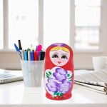 Toyvian Russian Nesting Dolls Cute Matryoshka Wood Stacking Nesting Toy Sets Birthday Gift Home Festival Christmas Decorations Red