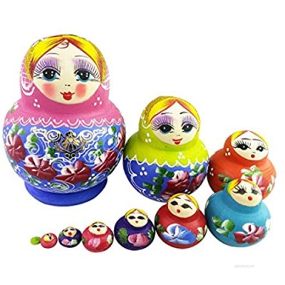 Winterworm Set of 10 Cutie Lovely Pink Blue Gold Nesting Dolls Matryoshka Madness Russian Doll Popular Handmade Kids Girl Gifts Toy