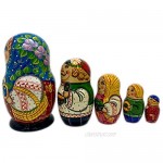 Wooden Classic Russian Toy Matryoshka Nesting Doll Family 5 Pieces Set