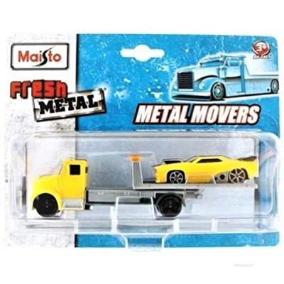 Fresh Metal Metal Movers Maisto FMR Flatbed with Yellow Camaro