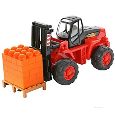 Polesie 36766 Powertruck Fork Lift with Construction Set Supermix-30 On Pallet-Toy Vehicles  Multi Colour