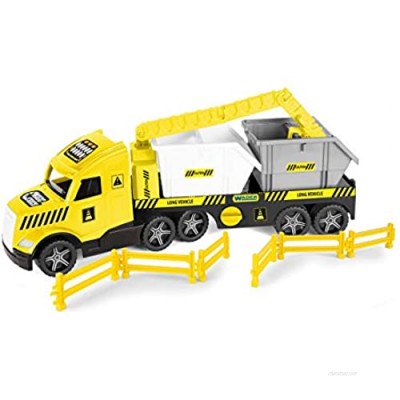 Wader 36470 Magic Truck Low Loader with Construction containers  Crane and Barrier grids  from 3 Years  Approx. 79 cm