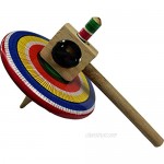 3 Pack Wooden Spin Tops Azteca Type Made in Mexico Premium Quality (3 Pack Assorted Colors)