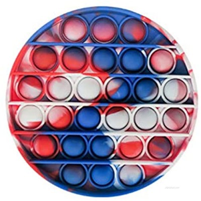 GKGYGZL Round White Blue red Camouflage Push Pop Bubble Fidget Sensory Toy  Silicone Stress Relief and Anti-Anxiety Tools Push Pop Fidget Toy for Boys and Girls