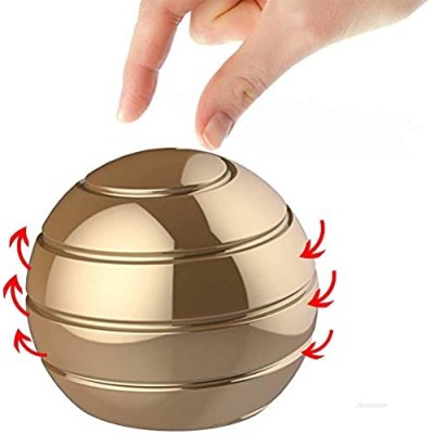 IUUWTMV Kinetic Spinning Desk Toy Ball  Desktop Ball Transfer Gyro  Full Body Optical Illusion Fidget Spinner Ball  Large Size 2.1" (Gold)