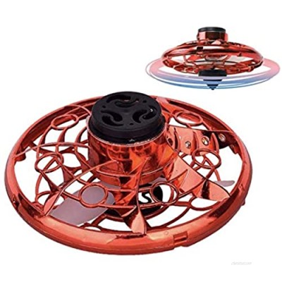 M&NRC Hand Operated UFO Flying Drone for Kids and Adults  Interactive Toy Flying Gyro Mini Flying Boomerang with 360° Rotating and LED Lights (Red)