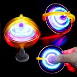 PROLOSO LED Spinning Tops with String Launcher Music for Kids Adults Light Up UFO Spin Toys Glow in The Dark Party Favors