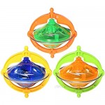PROLOSO LED Spinning Tops with String Launcher Music for Kids Adults Light Up UFO Spin Toys Glow in The Dark Party Favors