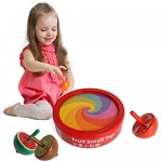 SHIERDU Colorful Painted Wood Spinning Tops Kids Novelty Wooden Gyroscopes Toy Assorted Standard Tops Flip Kindergarten Education Toys Boy and Girl top Battle Gift
