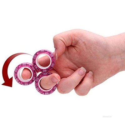 Toyland Pack of 3 Professional Magnetic Spinning Ring Toys - Glitter Rings - Novelty Toys - Fidget Toys - Finger Toys - Anxiety/Stress Relief - Suitable for Ages 3+ (Pink)