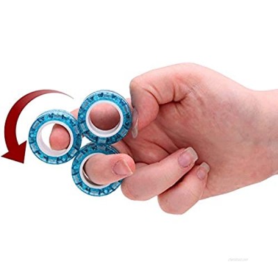 Toyland Pack of 3 Professional Magnetic Spinning Ring Toys - Glitter Rings - Novelty Toys - Fidget Toys - Finger Toys - Anxiety/Stress Relief - Suitable for Ages 8+ (Blue)