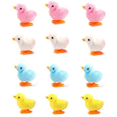 12 Pack Spring Wind Up Chicken  Fluffy Jumping Walking Chicks Novelty Toys for Kids Party Favors  Easter Egg