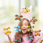 12 Pieces Magic Fairy Flying Butterfly Rubber Band Powered Wind up Butterfly Toy Card Surprise Gift for Party Playing Playing Festivals and Birthdays
