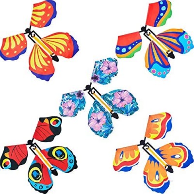 5 Pieces Magic Fairy Flying Butterfly Wind up Butterfly Toy Flying Butterfly Decorations for Surprise Wedding Birthday Gift