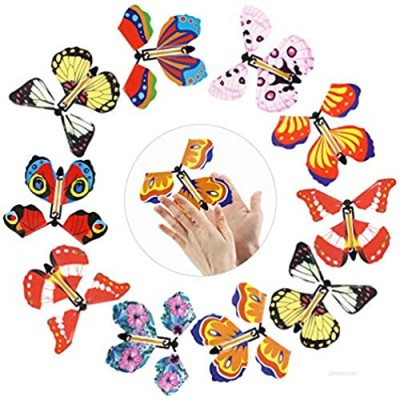 Aniwon 10 Packs Magic Flying Butterfly Card Surprise Rubber Band Powered Wind up Butterfly Toy for Surprise Gift or Party Playing