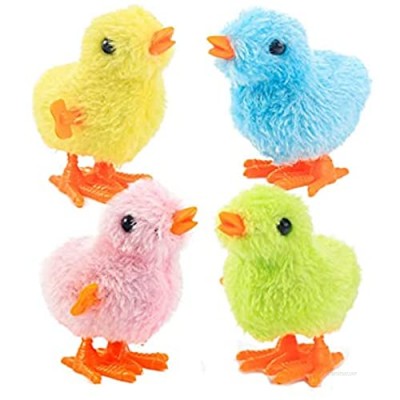Beauy Girl 4 Pack Wind-Up Easter Jumping Chicken Jumping Toys for Party Favors Classroom Prizes Basket Stuffers Easter Eggs Novelty Toy  Assorted Color