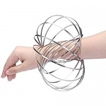 Flow Ring Kinetic Spring Toy 3D Sculpture Ring - Silver and Rainbow