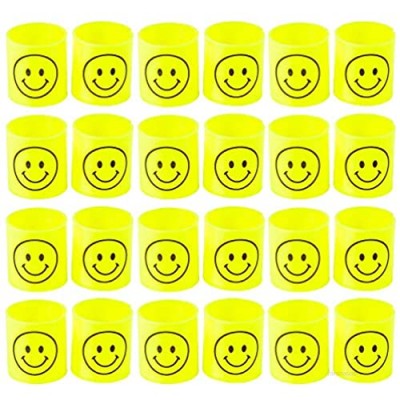 Kicko Mini Plastic Smile Face Coil Spring - 24 Pack - Yellow Coils with Smiling Face Design for Class Rewards  Playtime Activity  Pinata Filler  Easter Goody Basket  Toy Collection - 1.4 Inch