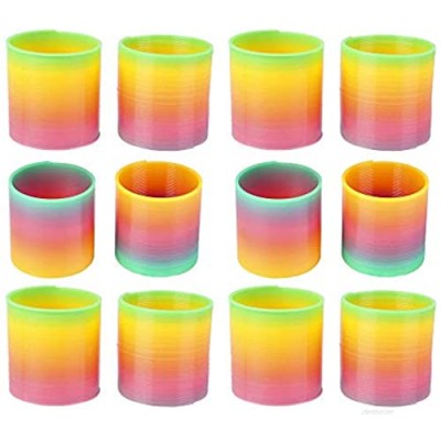 Kicko Plastic Rainbow Springs - 12 Pack - 2.4 Inch Classic Toy Coil Springs for Class Rewards  Playtime Activity  Pinata Fillers  Easter Goody Basket  Toy Collection